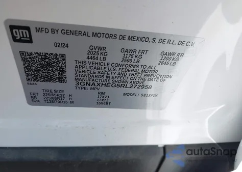 2024 Chevrolet Equinox Fwd Ls z USA, uszkodzony, nr VIN 3GNAXHEG5RL272958